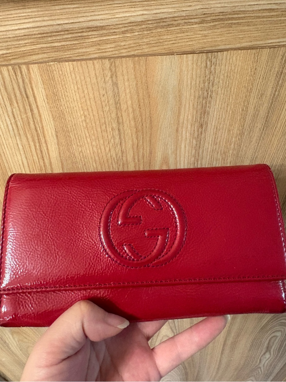 Authentic Gucci Leather suede long bifold Wallet